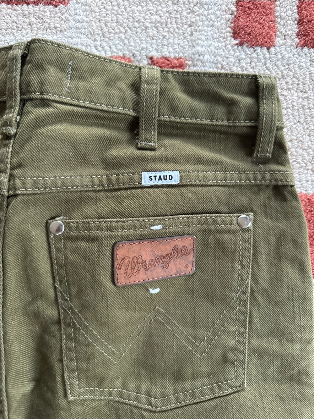 STAUD x wrangler Cargo Jeans with Leather Patch
